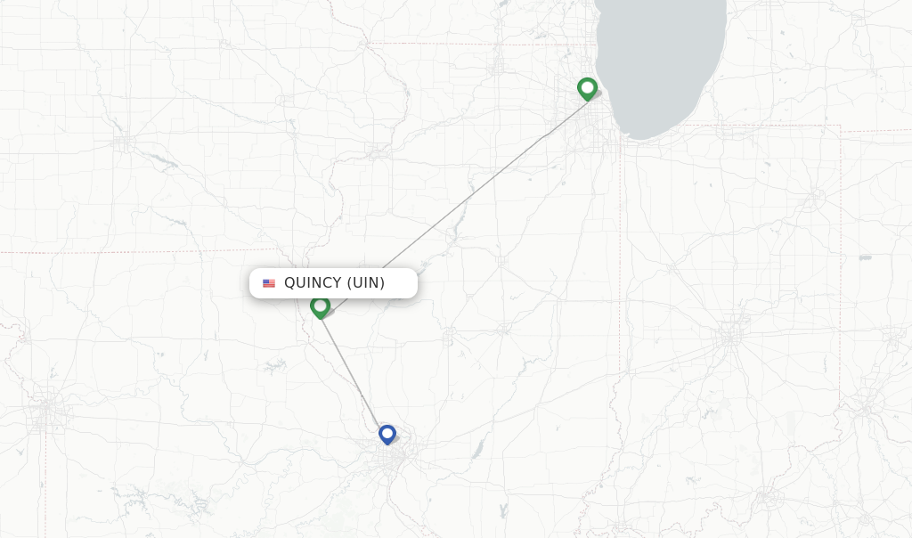Flights from Quincy to Nashville route map