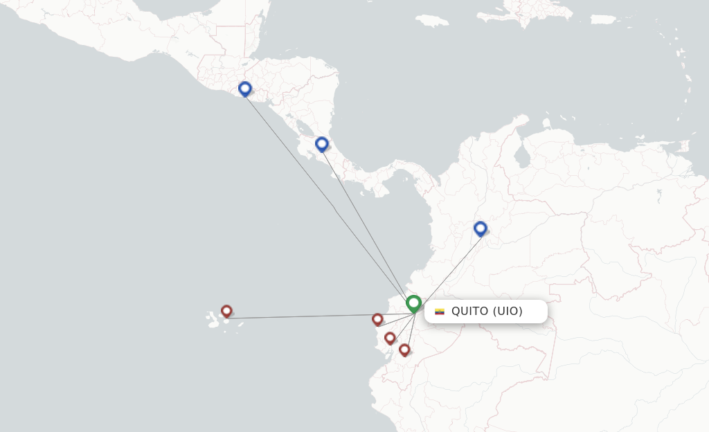 Route map with flights from Quito with AVIANCA
