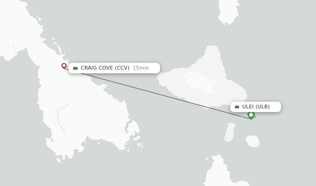 Flights from Ulei to Craig Cove route map