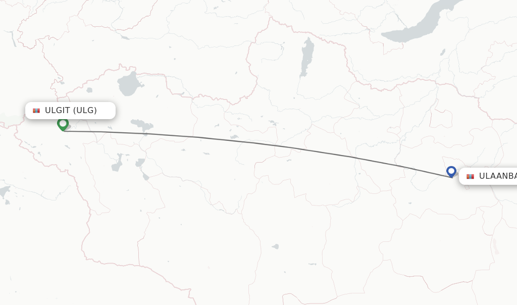 Flights from Ulgit to Ulaanbaatar route map