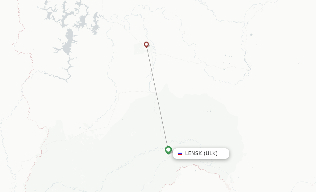 Route map with flights from Lensk with Alrosa