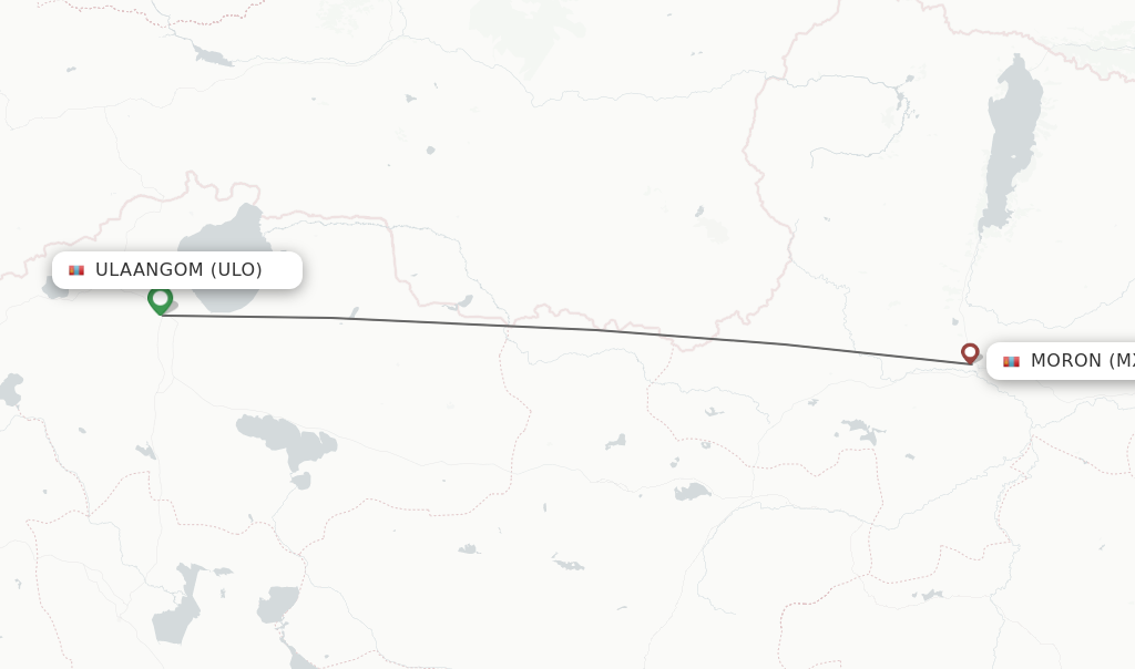 Flights from Ulaangom to Moron route map