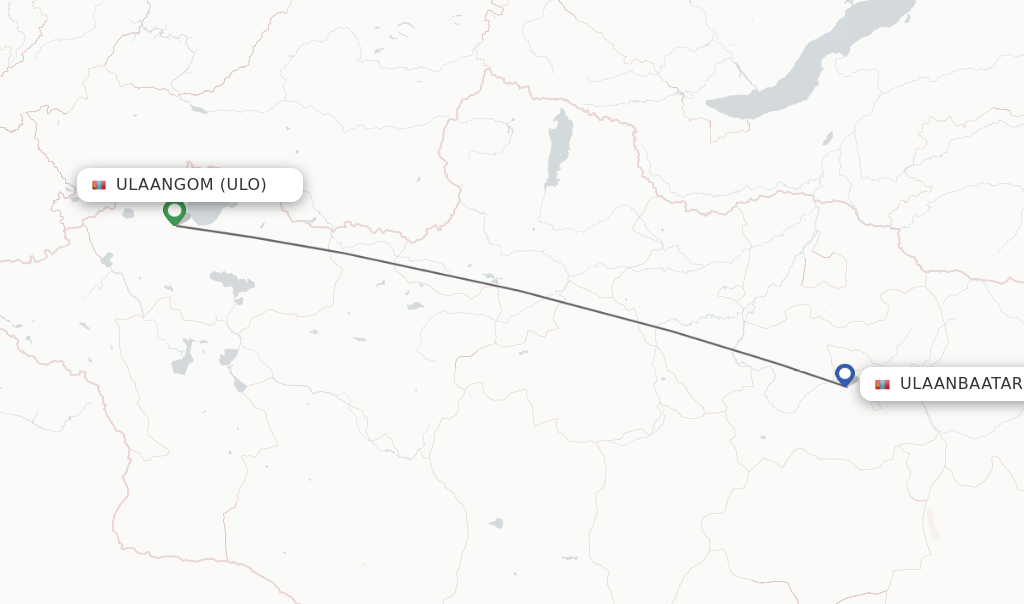 Flights from Ulaangom to Ulaanbaatar route map