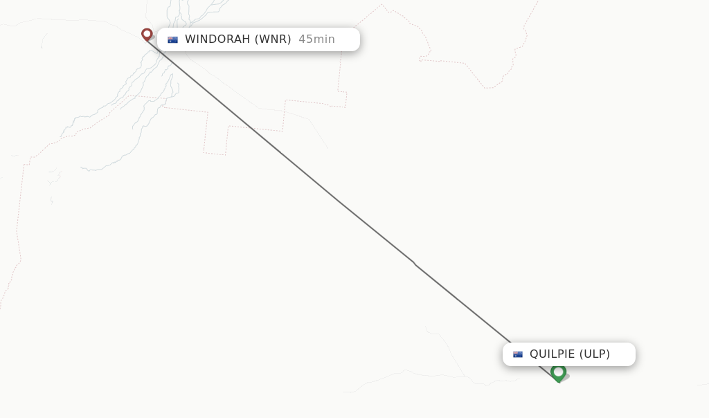 Flights from Quilpie to Windorah route map