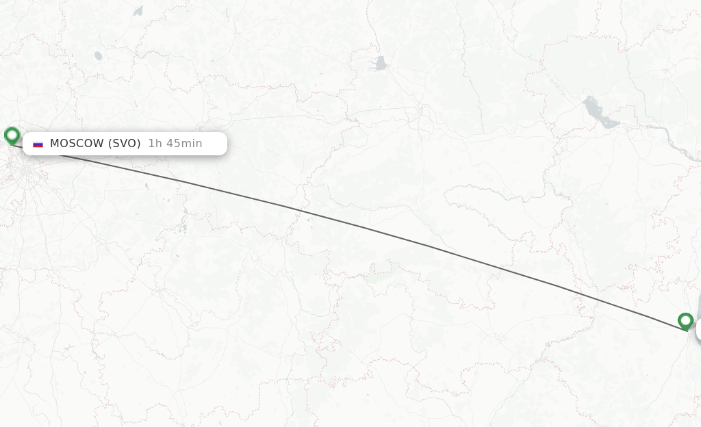 Flights from Ulyanovsk to Moscow route map