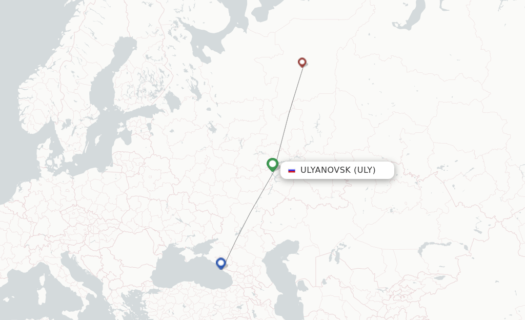 Flights from Ulyanovsk to Moscow route map