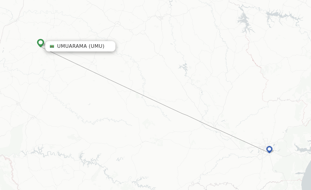 Route map with flights from Umuarama with Azul