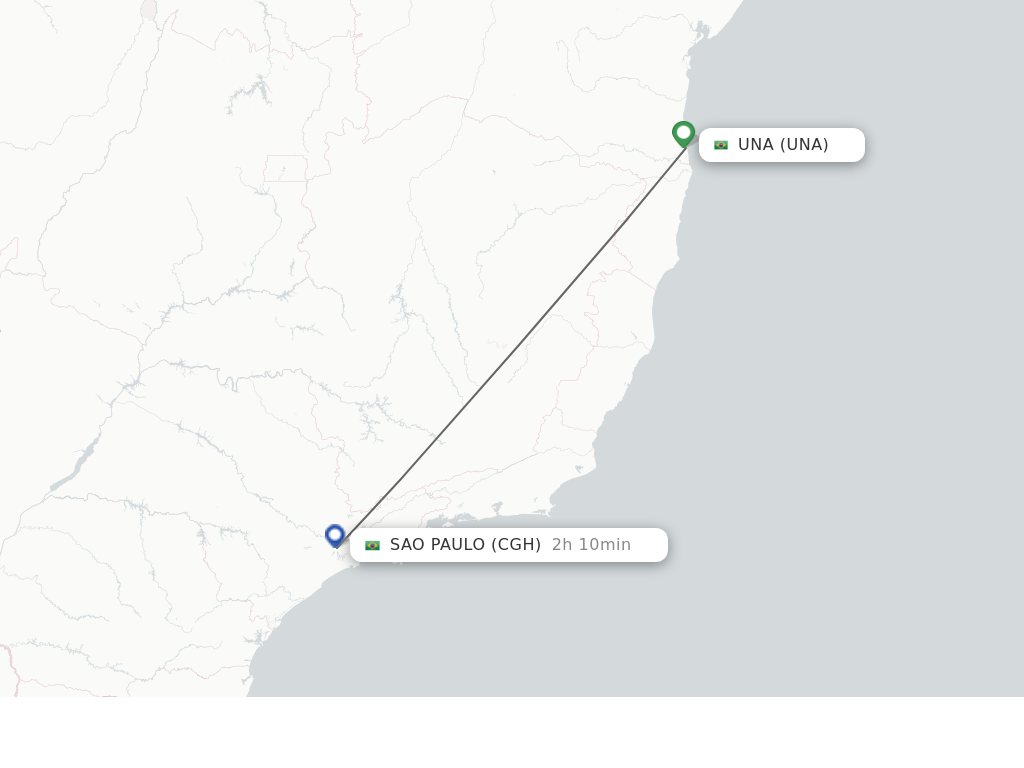 Flights from Una to Sao Paulo route map