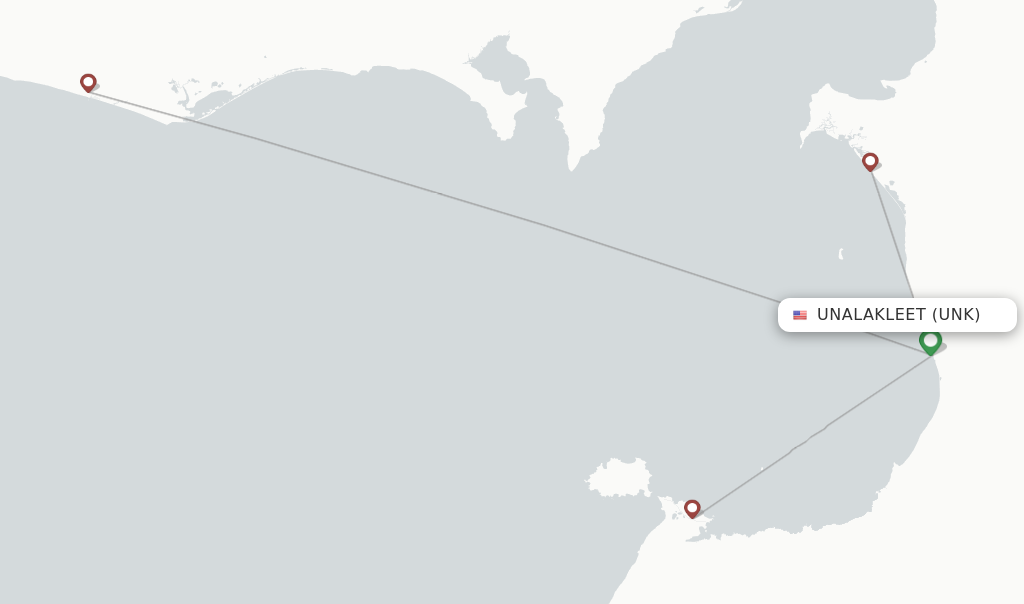 Route map with flights from Unalakleet with Easy Fly Express