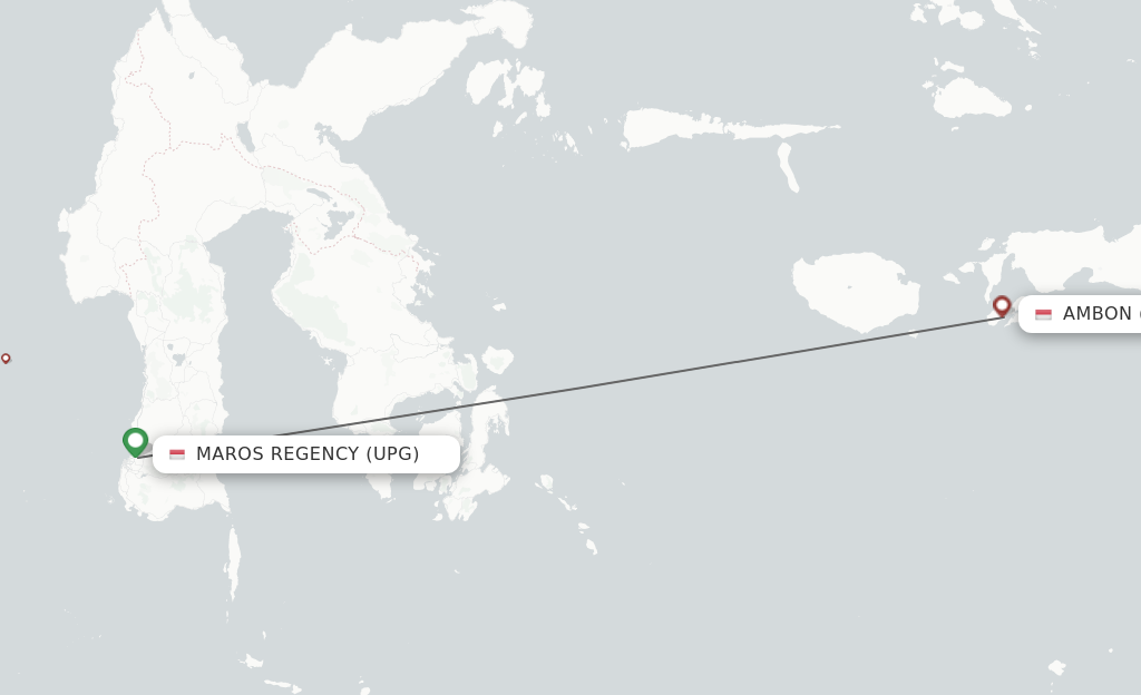 Flights from Ujung Pandang to Ambon route map