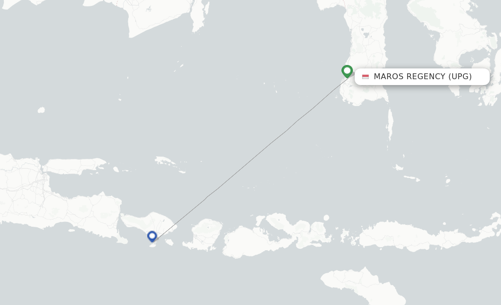 Route map with flights from Ujung Pandang with Indonesia AirAsia