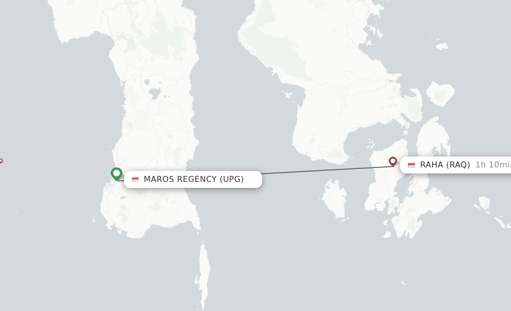 Flights from Ujung Pandang to Raha route map