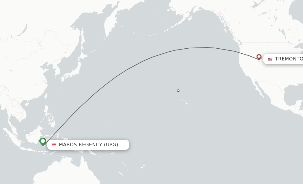 Flights from Ujung Pandang to Mengkendek route map