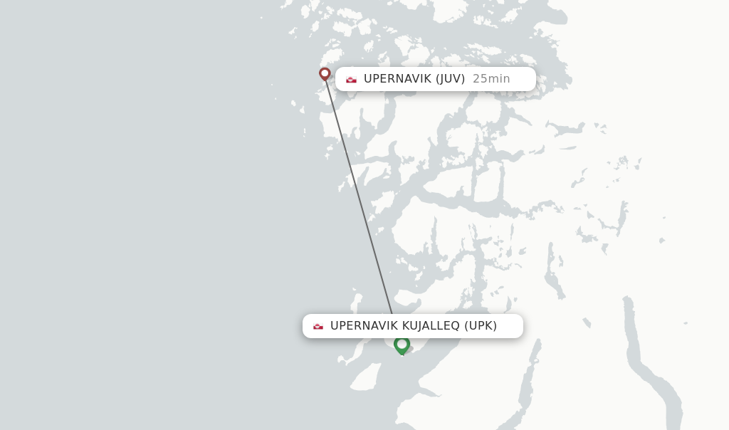 Flights from Upernavik Kujalleq to Upernavik route map