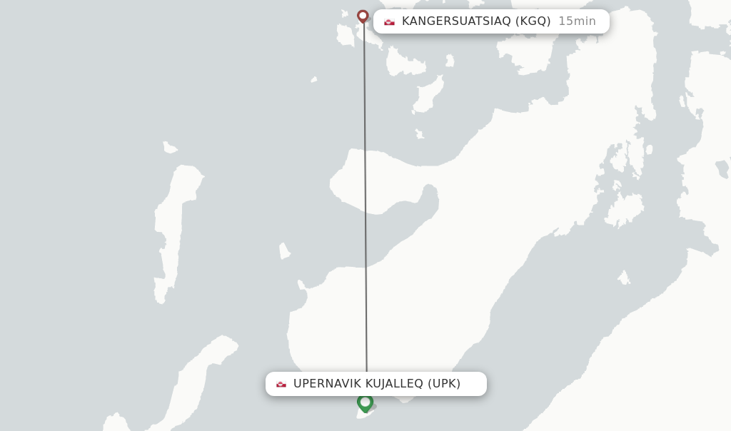 Flights from Upernavik Kujalleq to Kangersuatsiaq route map