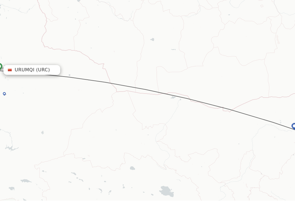 Flights from Urumqi to Baotou route map