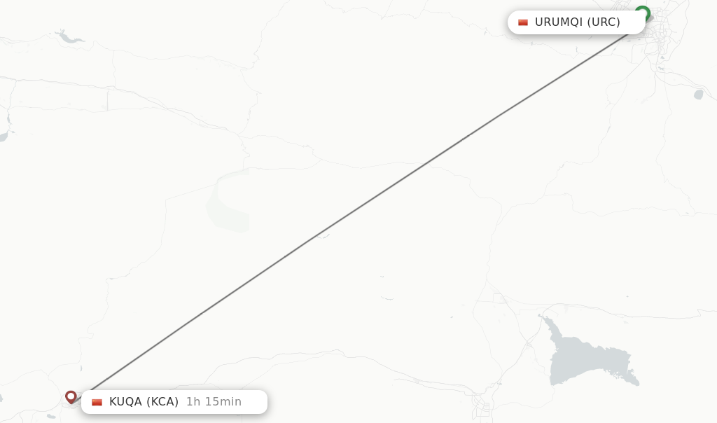 Flights from Urumqi to Kuqa route map