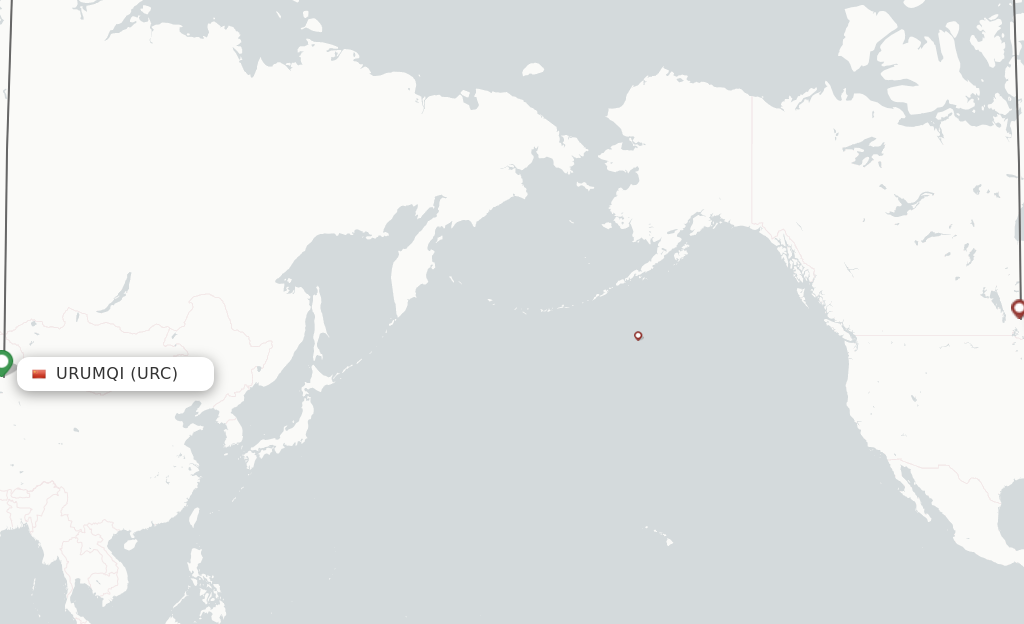 Flights from Urumqi to Zhaosu route map