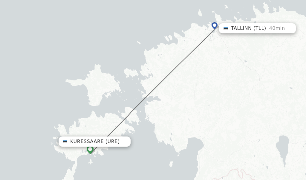 Flights from Kuressaare to Tallinn route map