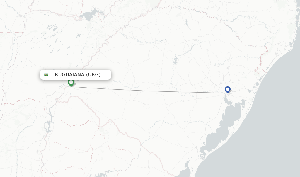 Route map with flights from Uruguaiana with Azul