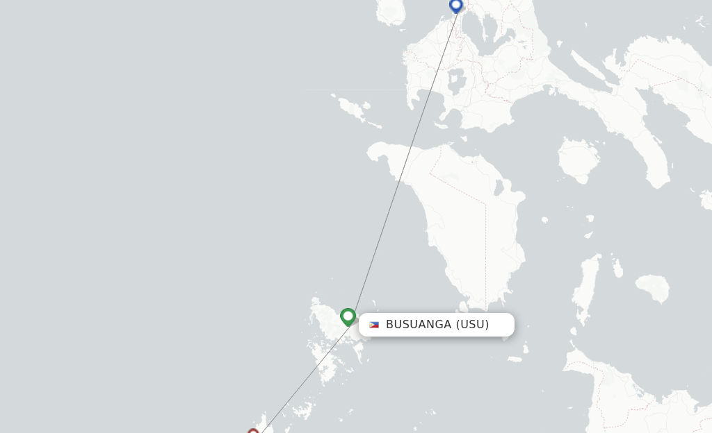 Route map with flights from Busuanga with AirSWIFT