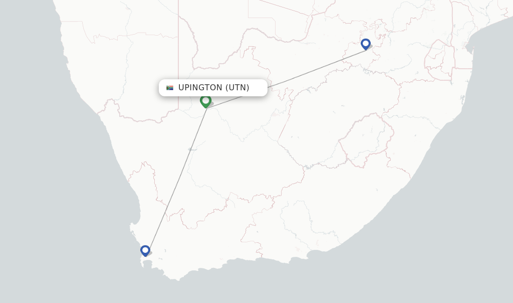 Route map with flights from Upington with Airlink