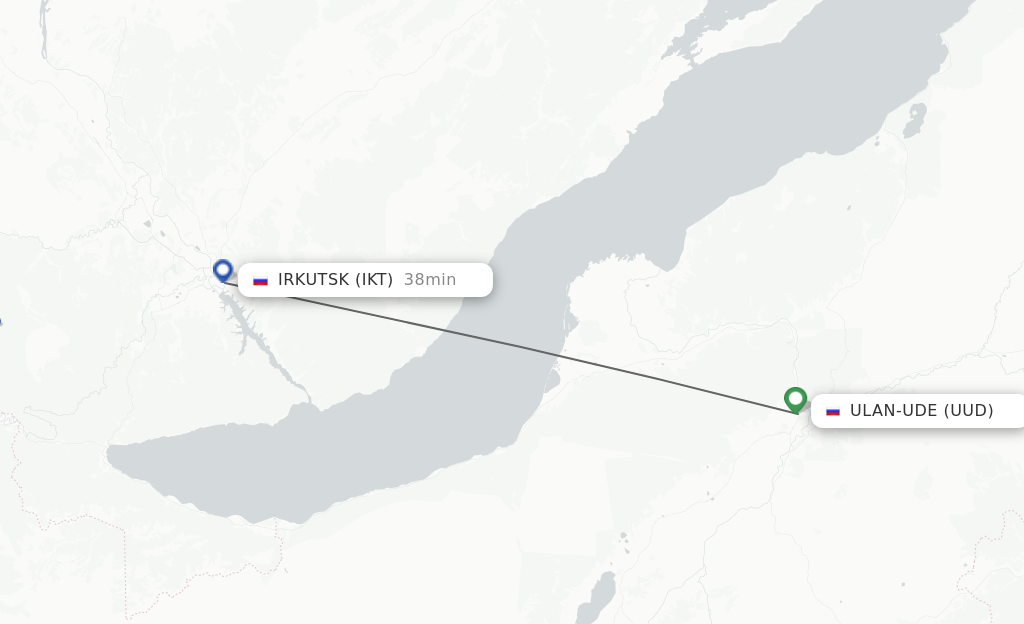 Flights from Ulan-Ude to Irkutsk route map