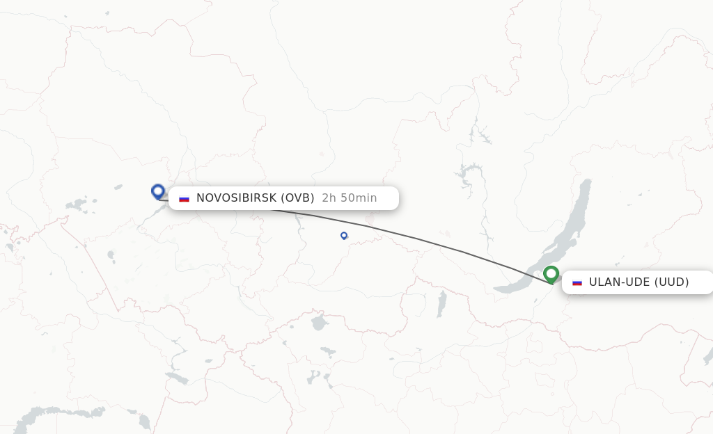 Flights from Ulan-Ude to Novosibirsk route map