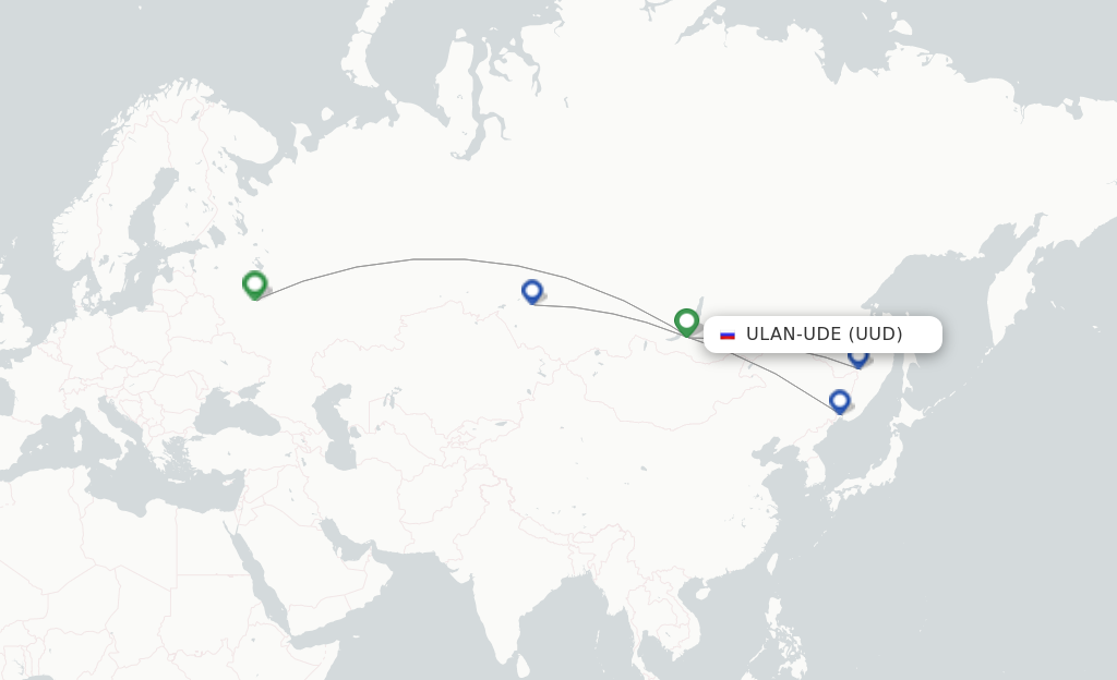 Route map with flights from Ulan-Ude with S7 Airlines