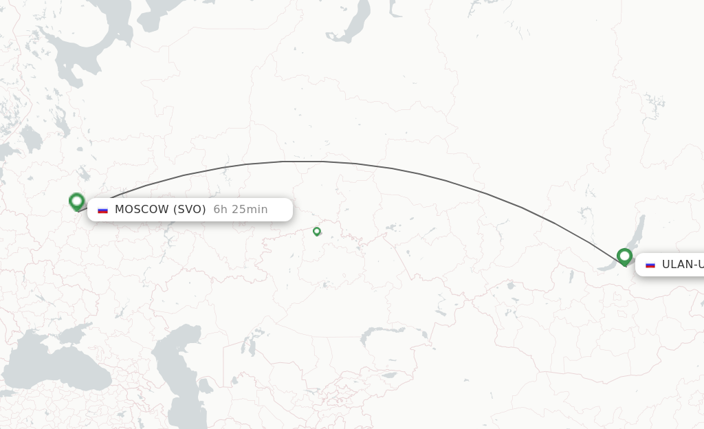 Flights from Ulan-Ude to Moscow route map
