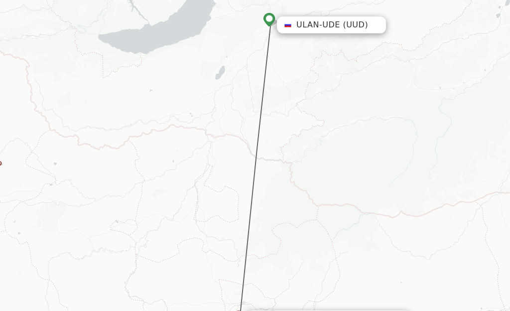Flights from Ulan-Ude to Ulaanbaatar route map
