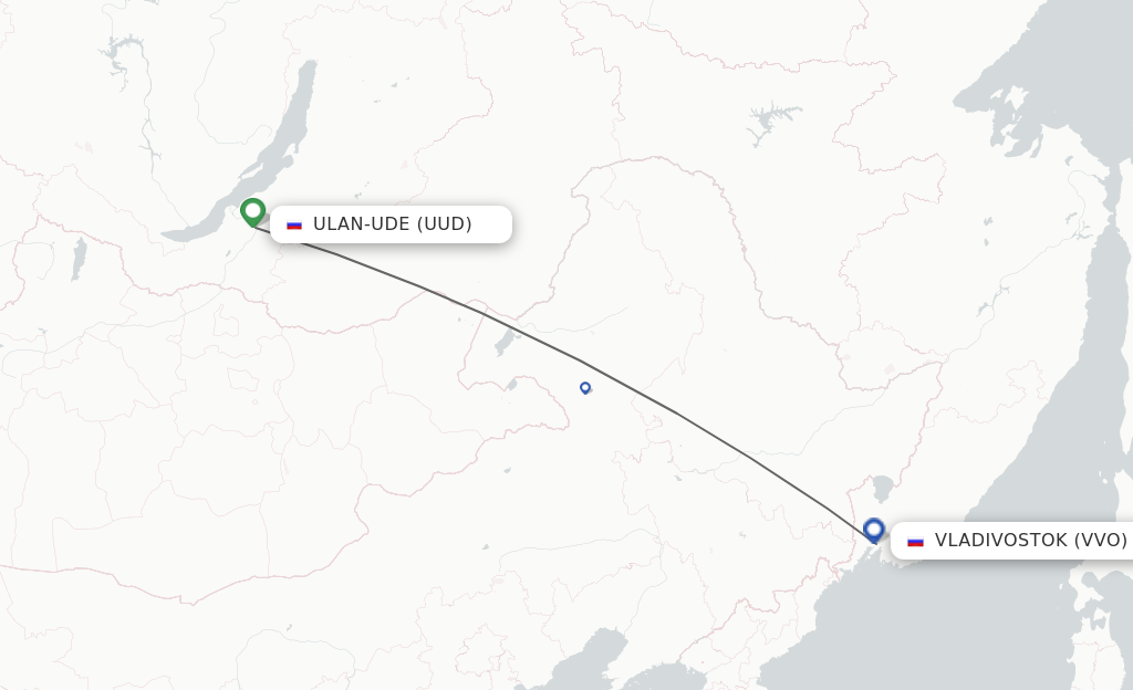 Flights from Ulan-Ude to Vladivostok route map