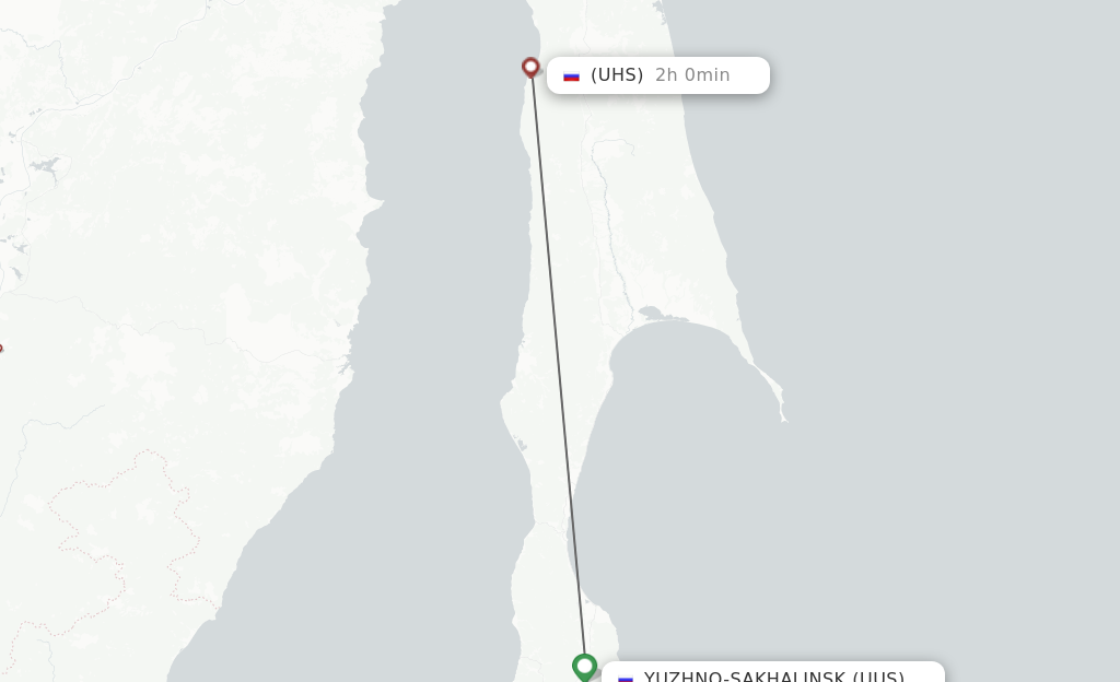 Flights from Yuzhno-Sakhalinsk to Aleksandrovsk-Sakhalinkiy route map