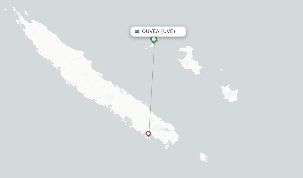 Route map with flights from Ouvea with Air Caledonie