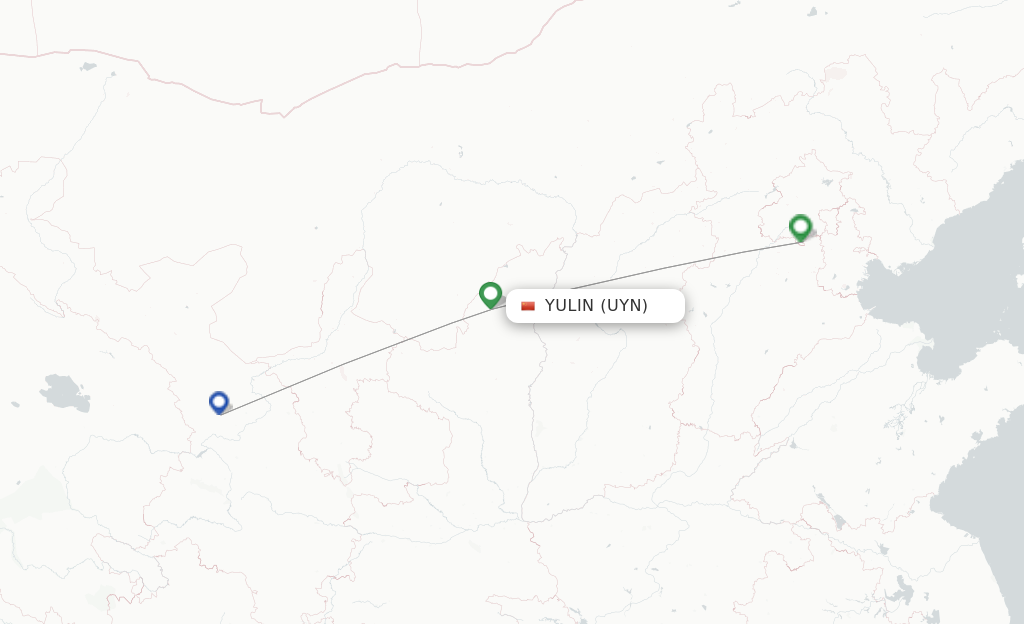 Route map with flights from Yulin with China United Airlines