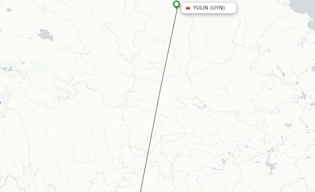 Flights from Yulin to Guiyang route map