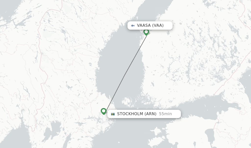 Flights from Vaasa to Stockholm route map
