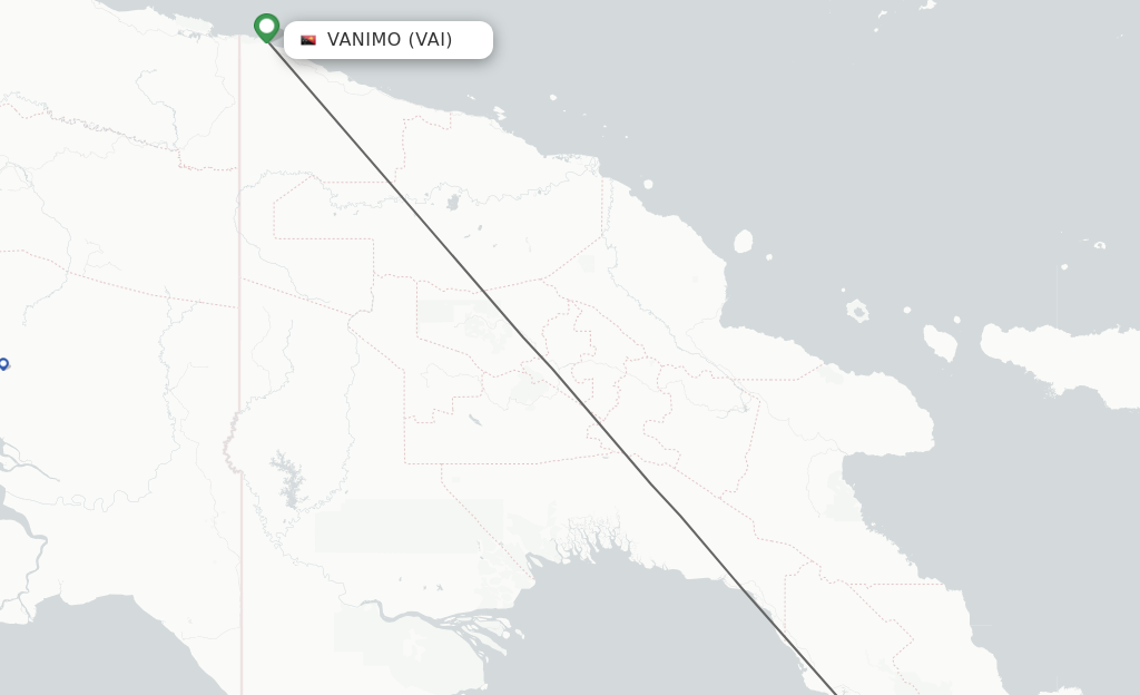 Flights from Vanimo to Port Moresby route map