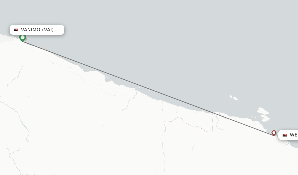 Flights from Vanimo to Wewak route map