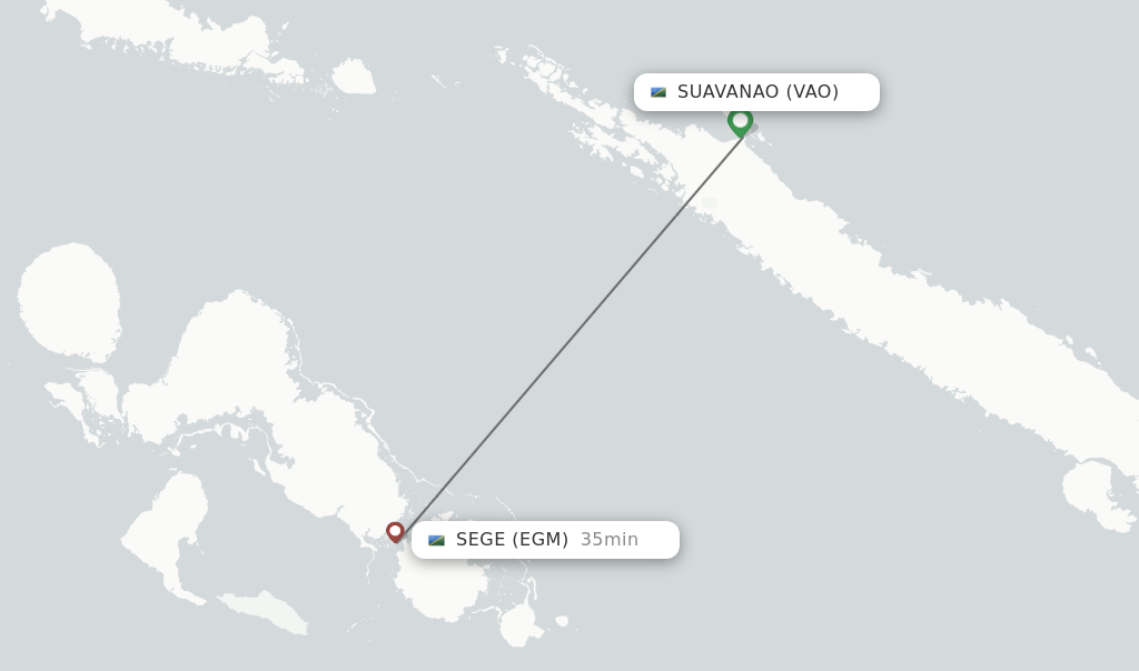Flights from Suavanao to Sege route map