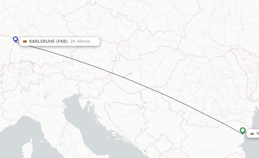 Flights from Varna to Karlsruhe/Baden-Baden route map
