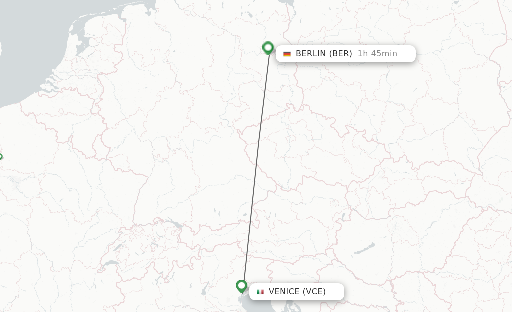Flights from Venice to Berlin route map