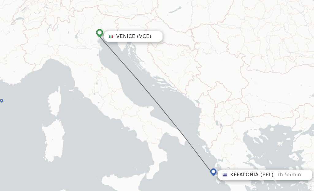 Flights from Venice to Kefallinia route map