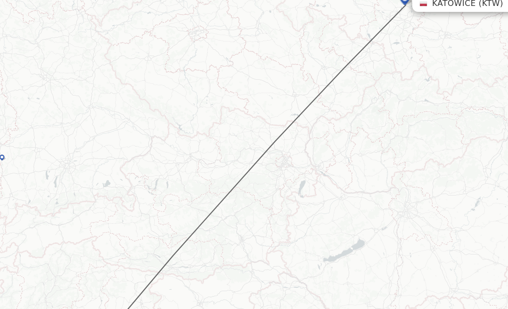 Flights from Venice to Katowice route map