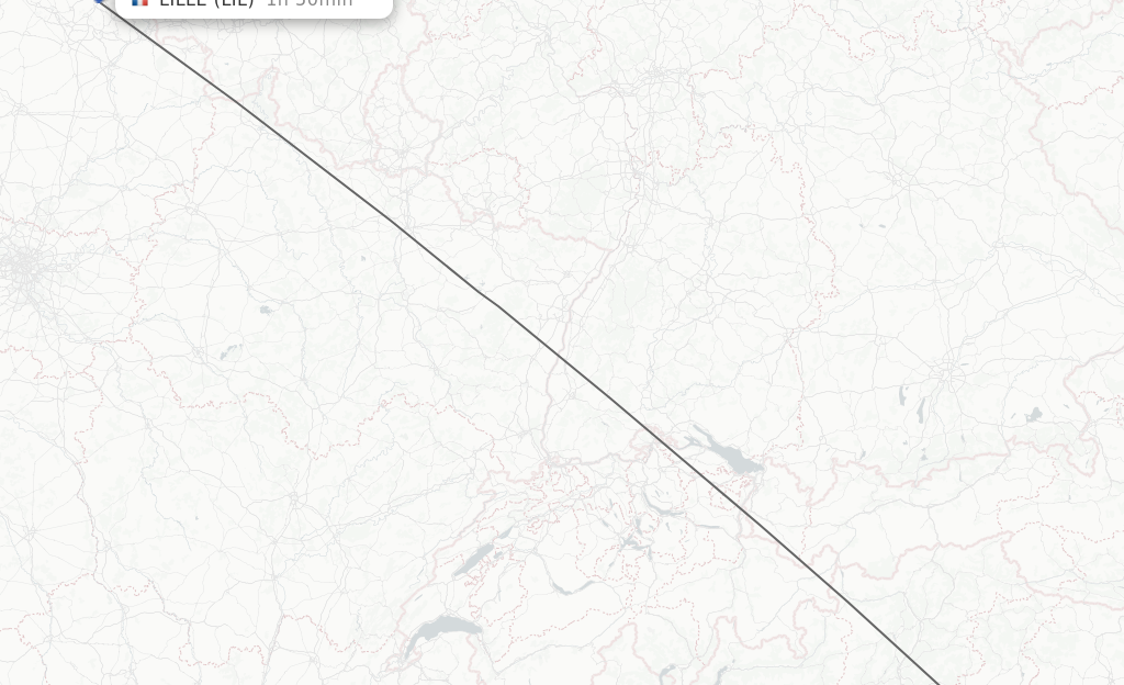 Flights from Venice to Lille route map