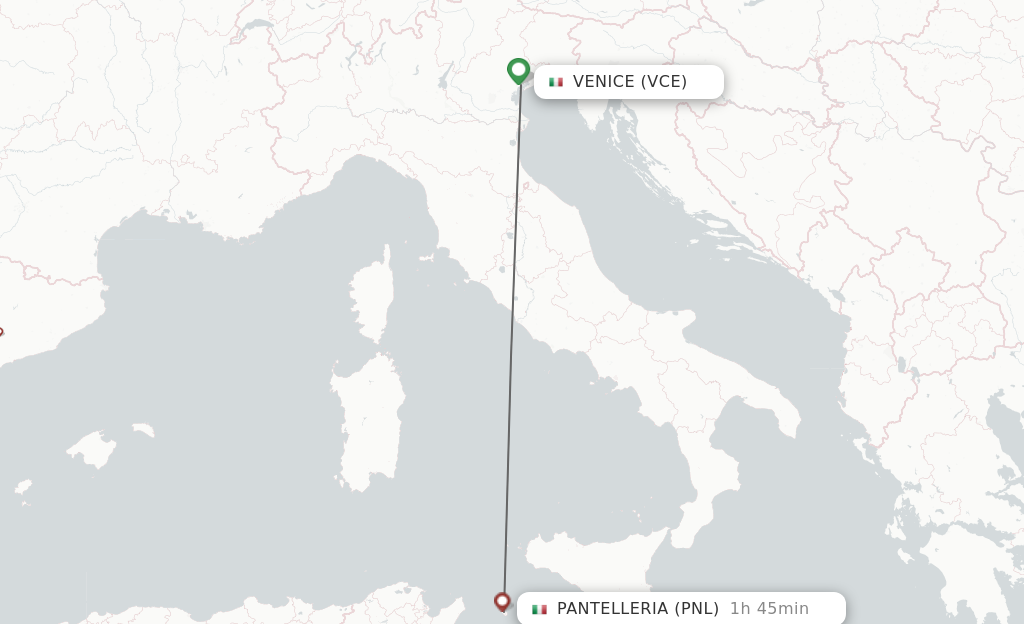 Flights from Venice to Pantelleria route map
