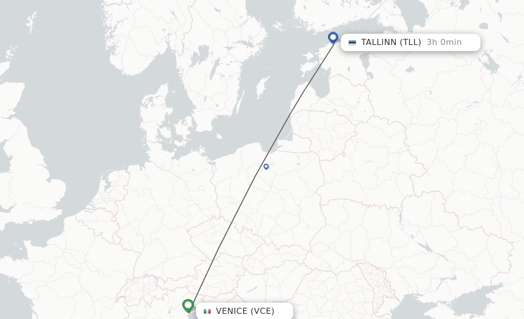 Flights from Venice to Tallinn route map