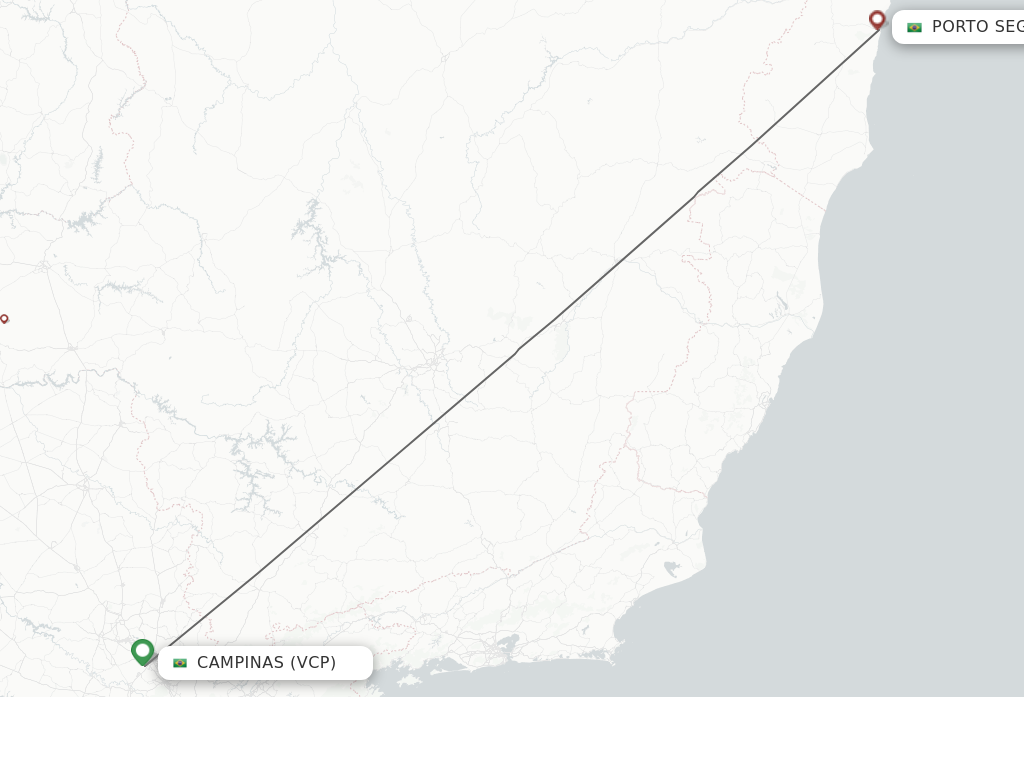 Flights from Campinas to Porto Seguro route map