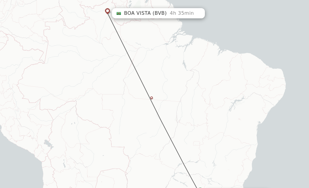 Flights from Campinas to Boa Vista route map