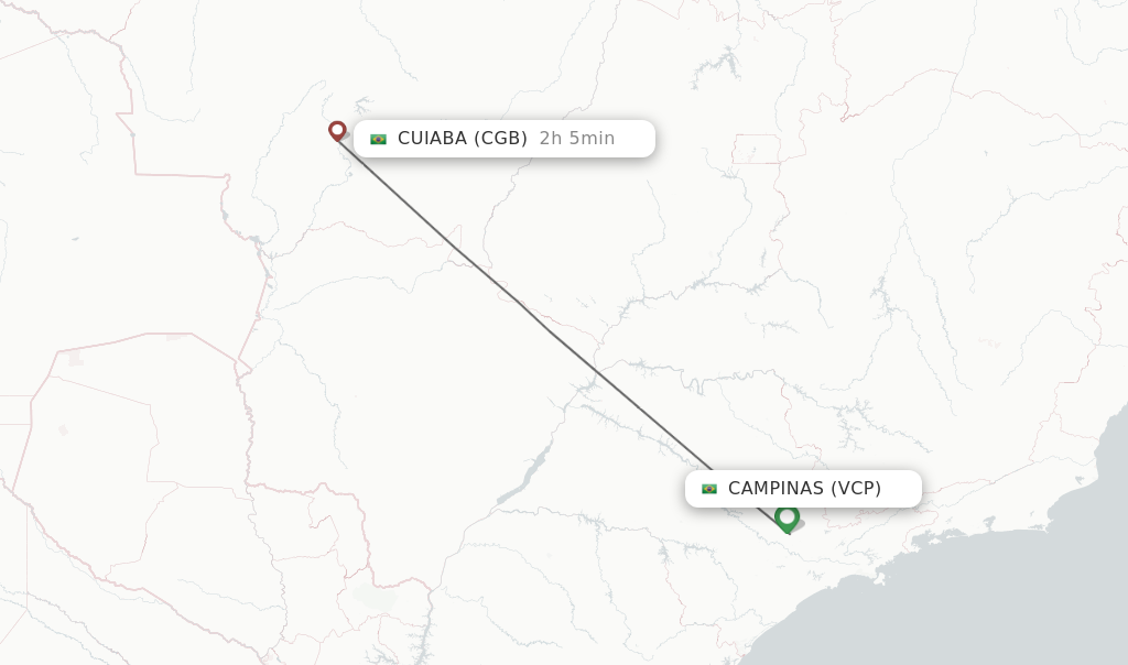Flights from Campinas to Cuiaba route map